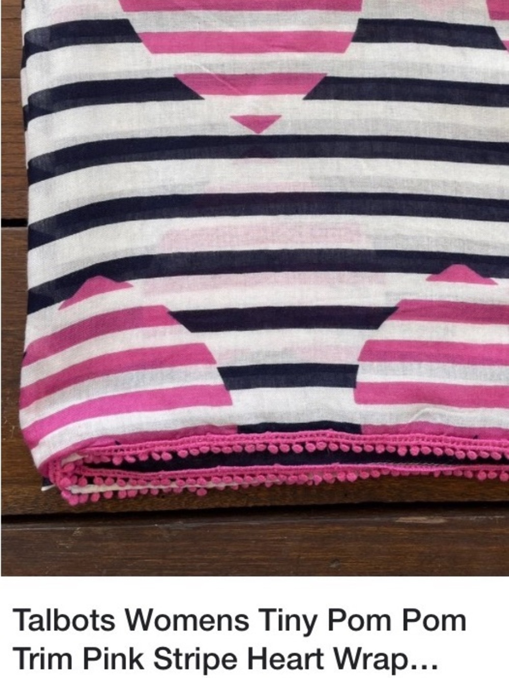 Talbots tiny pompom pink hearts and stripes scarf